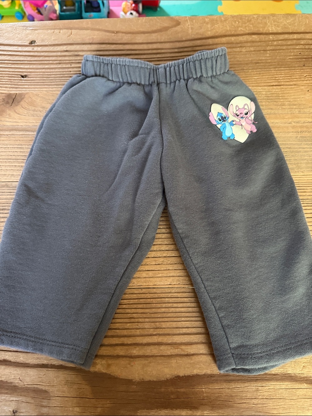 Zara Gray Sweatpants with Pink & Blue Heart Character
